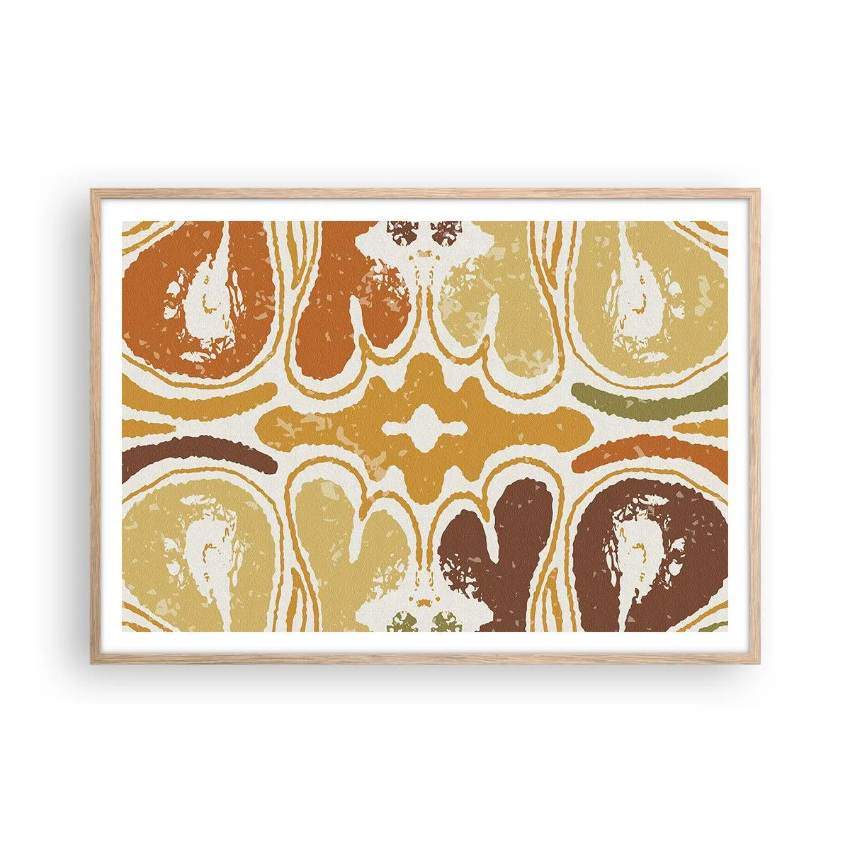 Plakat i ramme af lyst egetræ - Sentimental abstraktion - 100x70 cm