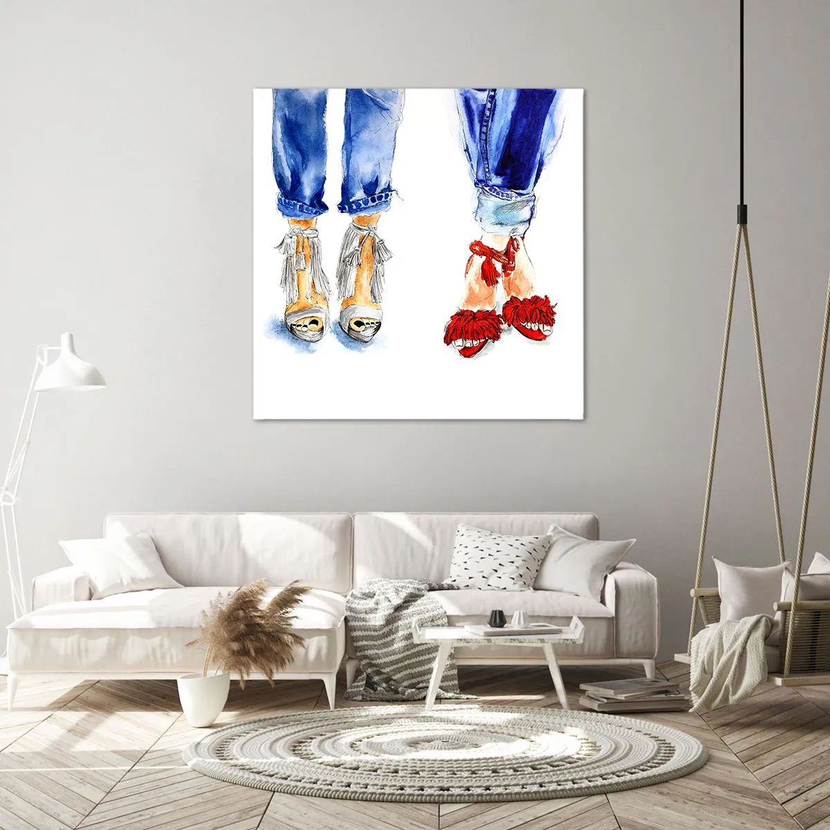 Lærredstryk - Billede på lærred - Hvorfor går vi ikke en tur? - 50x50 cm