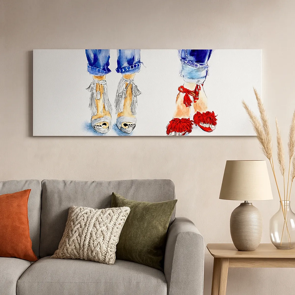 Lærredstryk - Billede på lærred - Hvorfor går vi ikke en tur? - 30x30 cm