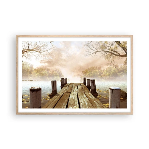 Plakat i ramme af lyst egetræ - Efterårets blide tristhed - 91x61 cm