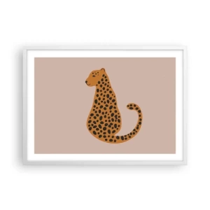 Plakat i hvid ramme - Leopardprint er et moderigtigt mønster - 70x50 cm