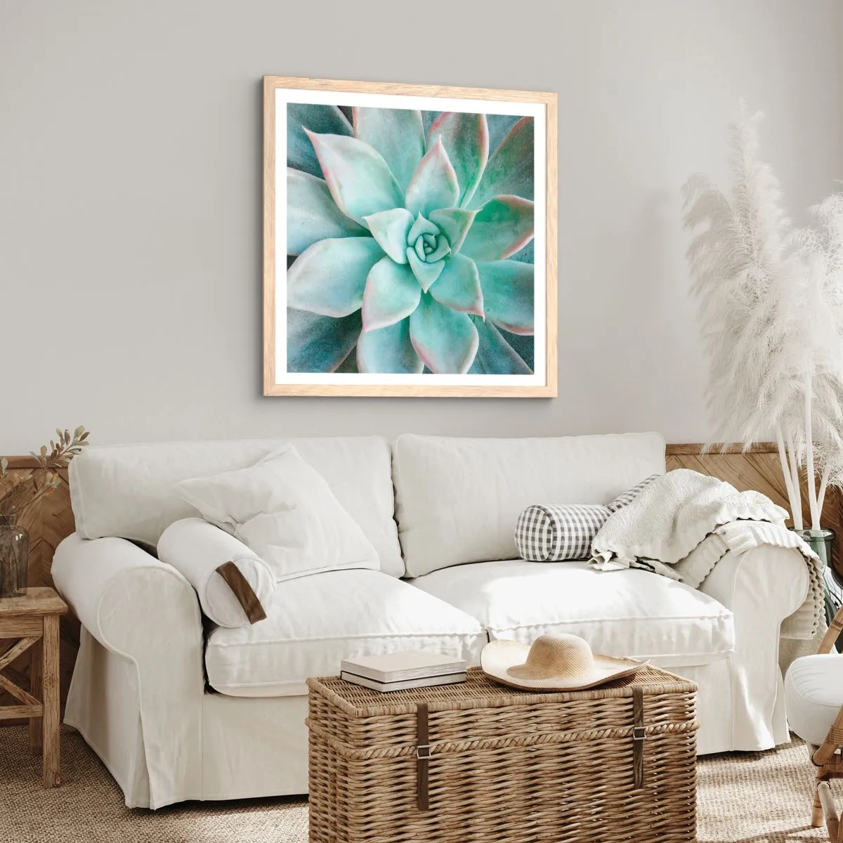 Plakat i ramme af lyst egetræ - Hjertet af ørkenen - 40x40 cm