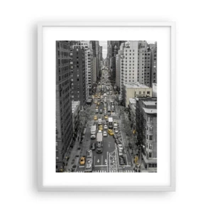 Plakat i hvid ramme - Livet i New York - 40x50 cm