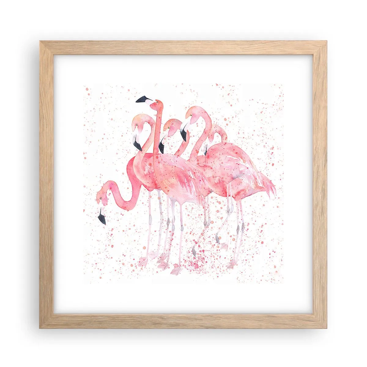 Plakat i ramme af lyst egetræ - Lyserød ansambl - 30x30 cm