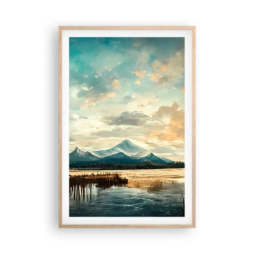 Plakat i ramme af lyst egetræ - Under himlens beskyttelse - 61x91 cm