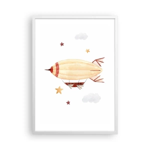 Plakat i hvid ramme - Et luftskib - 50x70 cm