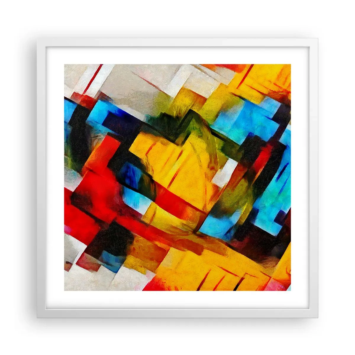 Plakat i hvid ramme - Flerfarvet lagdeling - 50x50 cm