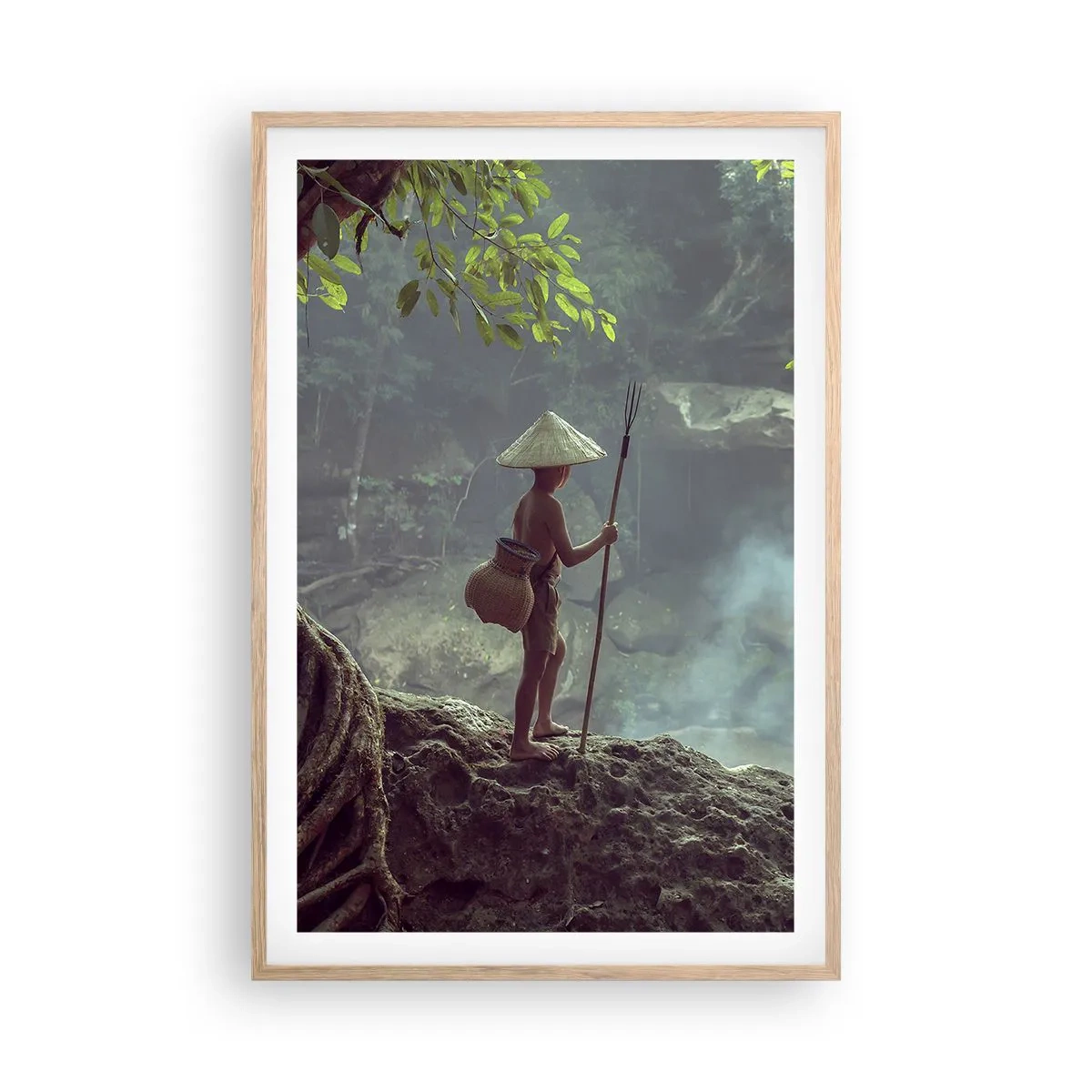 Plakat i ramme af lyst egetræ - Venlig med naturen - 61x91 cm