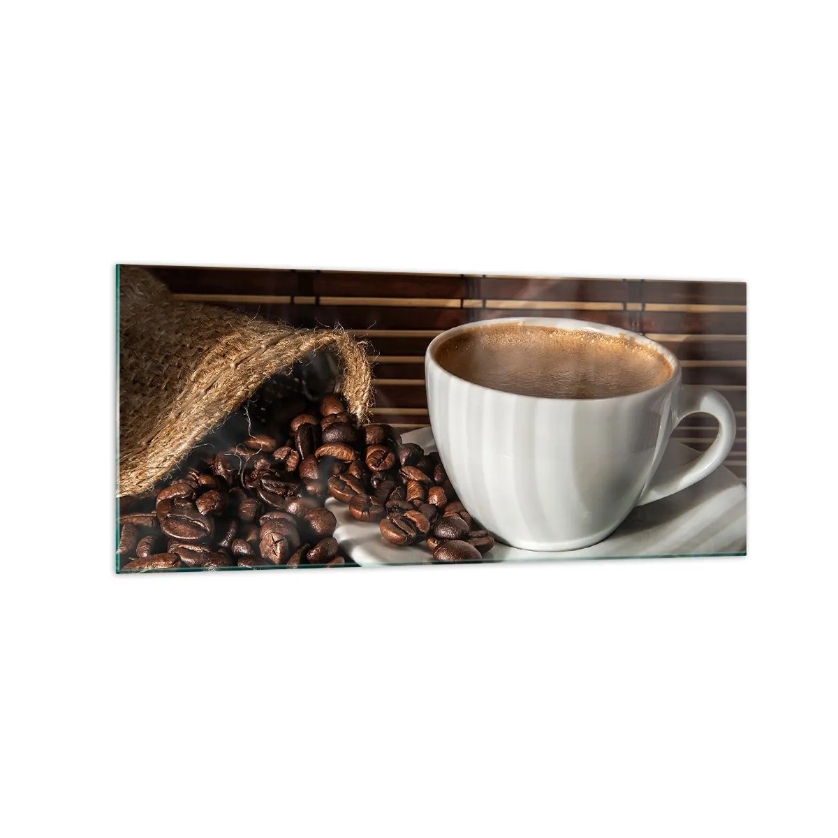 Billede på glas - Kulets sorthed, ravets gennemsigtighed - 120x50 cm