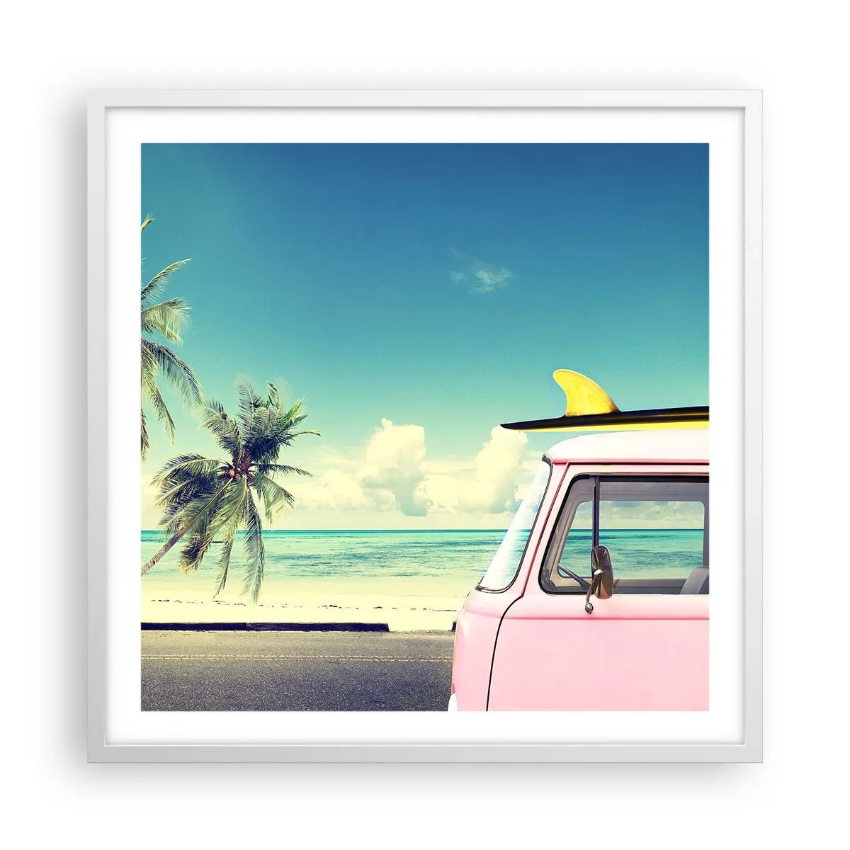 Plakat i hvid ramme - Ferietid til at starte - 60x60 cm