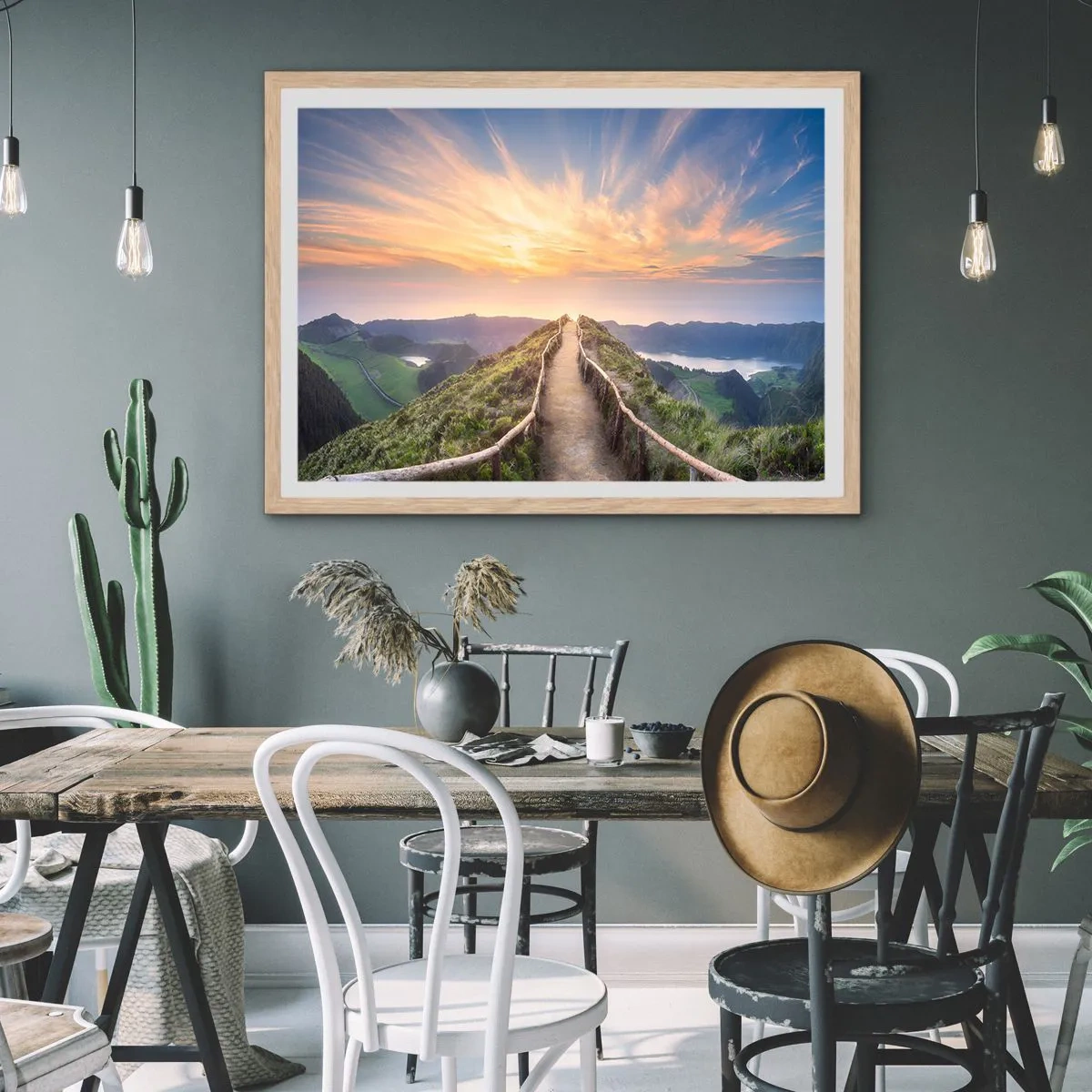 Plakat i ramme af lyst egetræ - Tæt på himlen - 40x30 cm