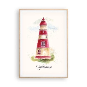 Plakat i ramme af lyst egetræ - Altid vejret omkring - 70x100 cm