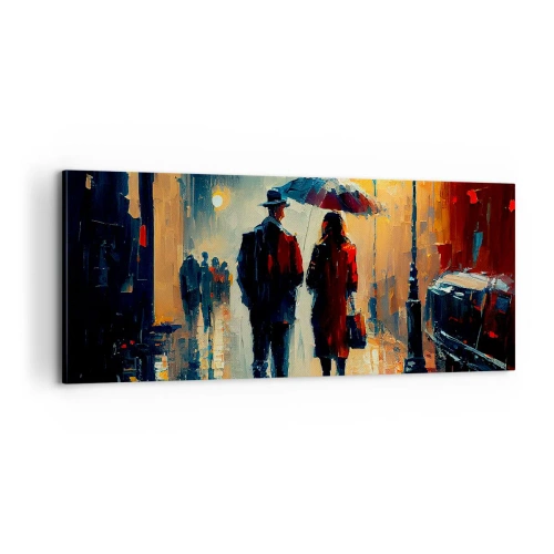 Lærredstryk - Billede på lærred - Urban kærlighedshistorie - 100x40 cm