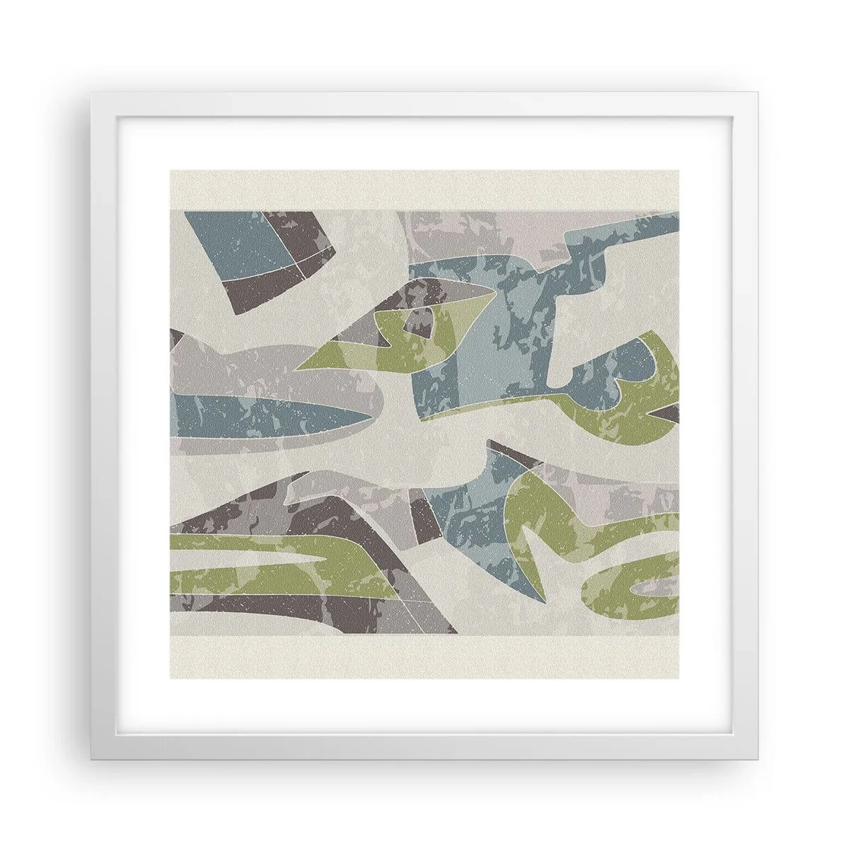 Plakat i hvid ramme - Komposition bag glas - 40x40 cm