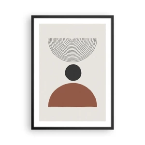 Plakat i sort ramme - Geometrisk motiv med en halvcirkel og linjer på en lys baggrund - 50x70cm - I rampelyset - Moderne vægdekoration til stue og soveværelse ARTTOR