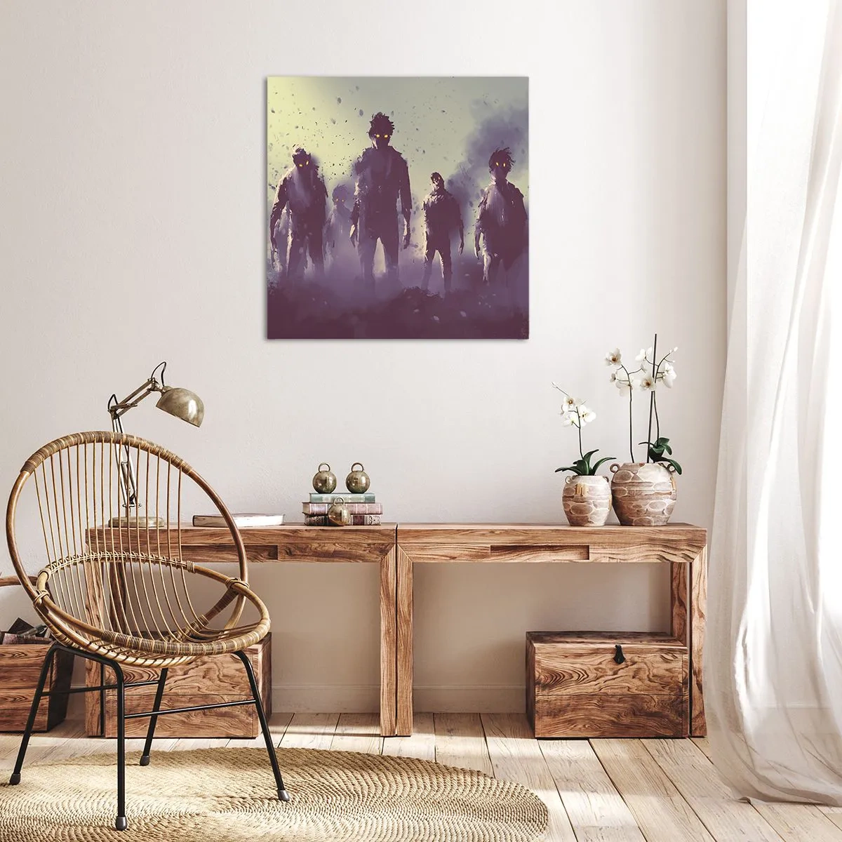 Lærredstryk - Billede på lærred - Pas på! De kommer - 40x40 cm