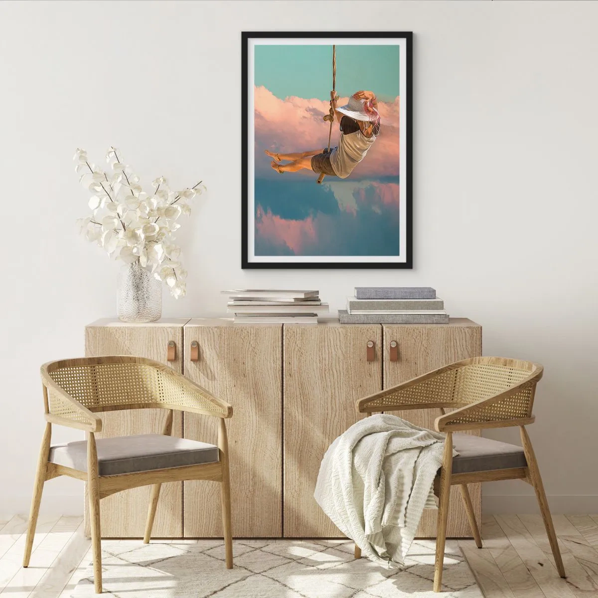 Plakat i sort ramme - Sjov i skyerne - 40x50 cm