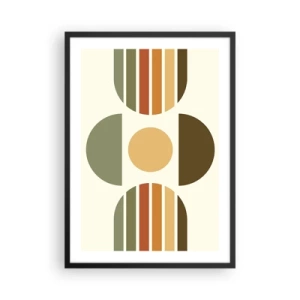 Plakat i sort ramme - Abstrakt geometrisk mønster i jordfarver med cirkler og halvcirkler - 50x70cm - I jordfarver - Moderne vægdekoration til stue og soveværelse ARTTOR