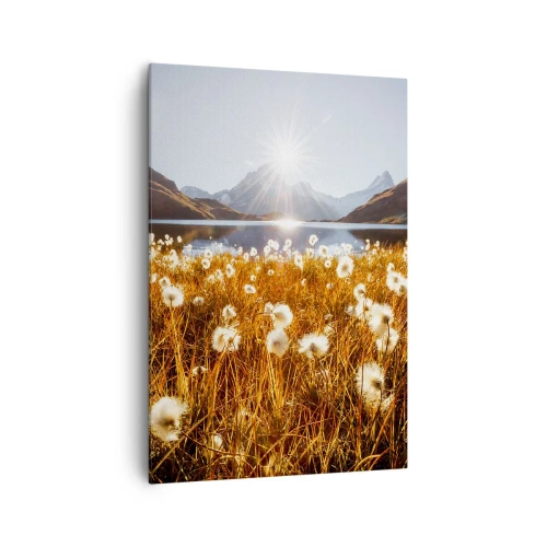 Lærredstryk - Billede på lærred - Hårdhed af sten, blødhed af græs - 70x100 cm