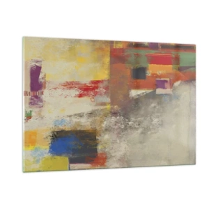 Billede på glas - Geometri af farver - 120x80 cm