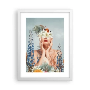 Plakat i hvid ramme - Kvinde blomst - 30x40 cm