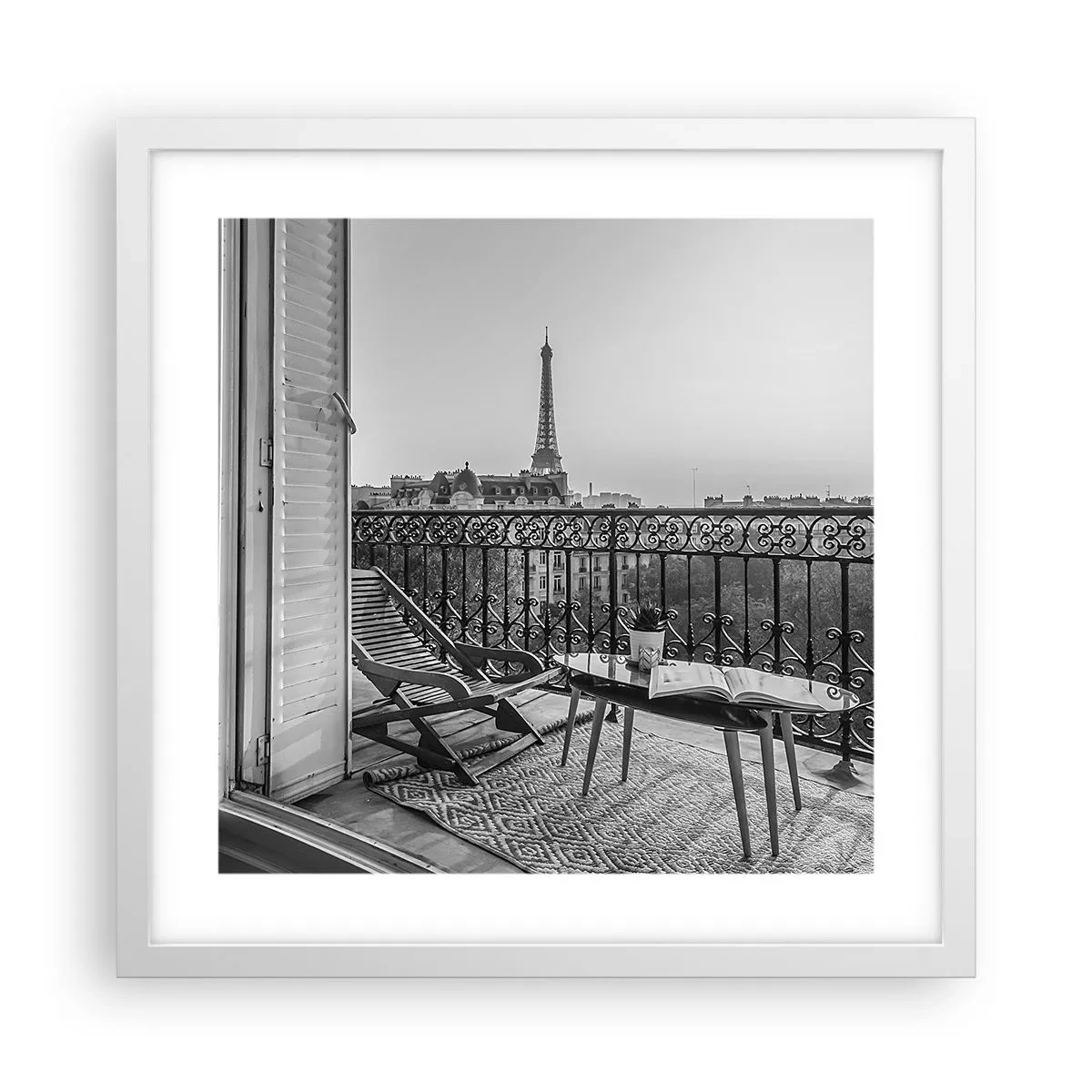 Plakat i hvid ramme - Eftermiddag i Paris - 40x40 cm