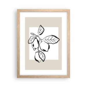 Plakat i ramme af lyst egetræ - Hvor citronen modner... - 30x40 cm