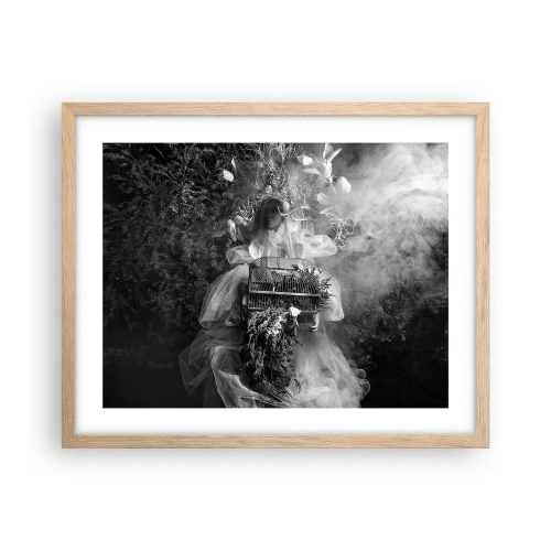 Plakat i ramme af lyst egetræ - Selve Moder - Naturen - 50x40 cm