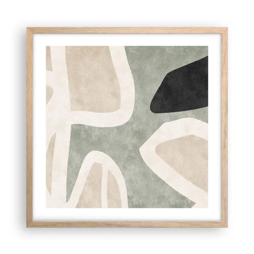 Plakat i ramme af lyst egetræ - Komposition med et sort tema - 50x50 cm