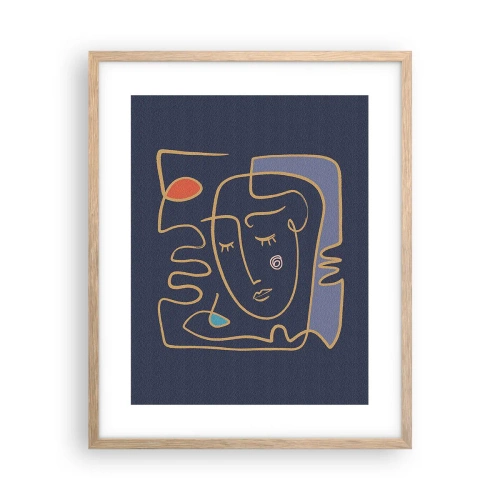 Plakat i ramme af lyst egetræ - I drømmerier - 40x50 cm