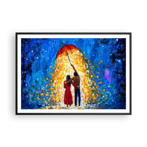 Plakat i sort ramme - Magien ved en regnfuld aften? - 100x70 cm