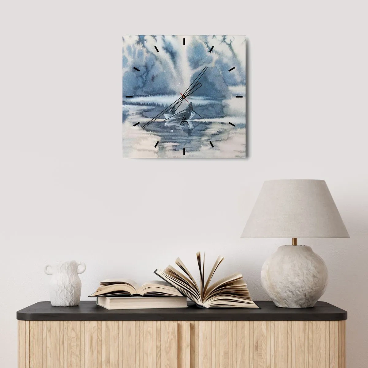 Vægur, Uret - Lystfiskere i deres paradis - 30x30 cm