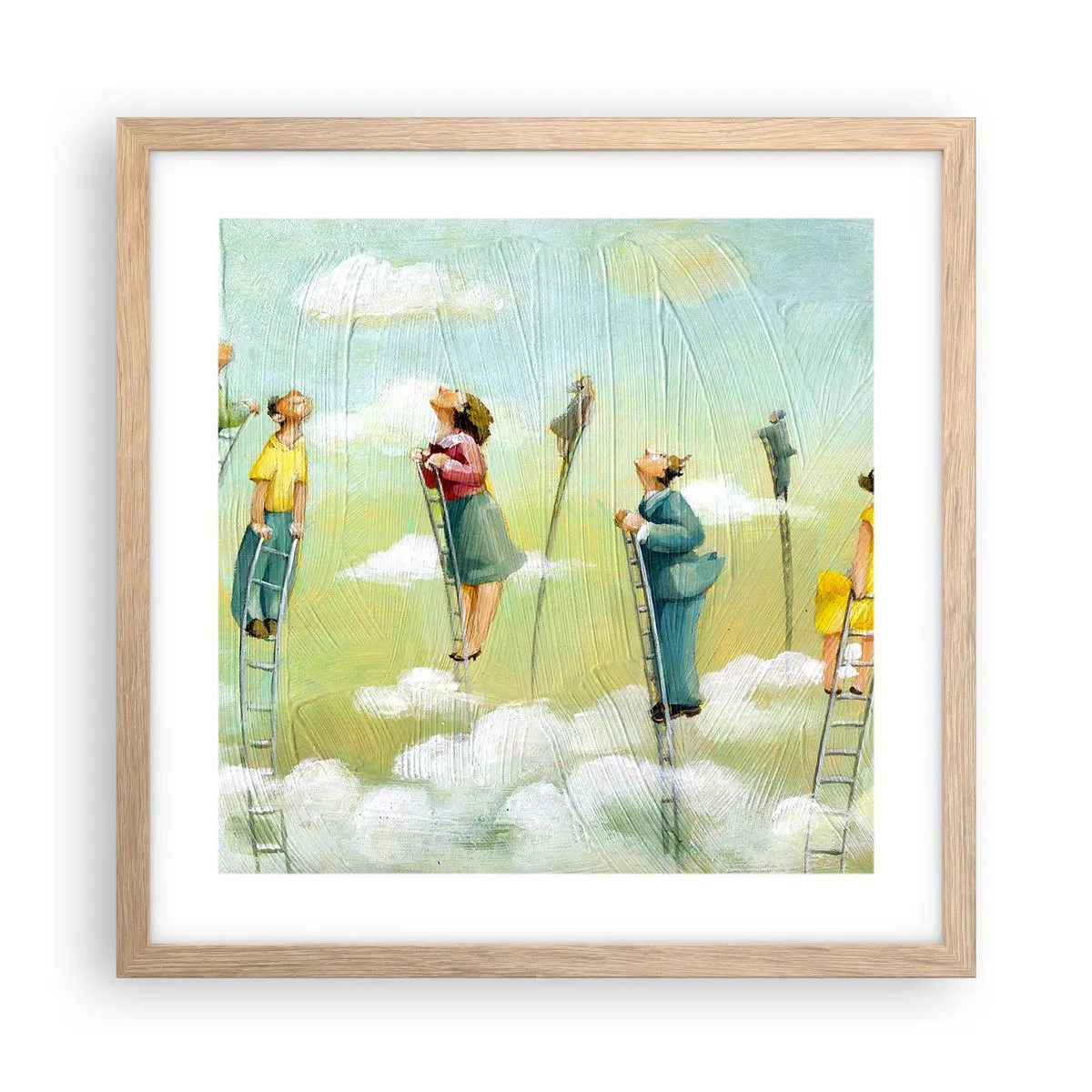 Plakat i ramme af lyst egetræ - Bag din drøm - 40x40 cm