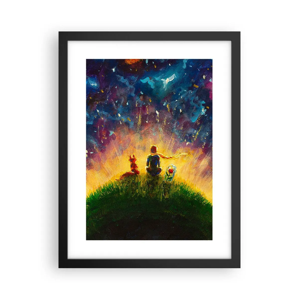 Plakat i sort ramme - Kærlighed og venskab - hele verden - 30x40 cm