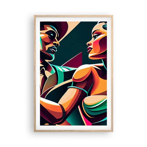 Plakat i ramme af lyst egetræ - I hjertets rytme - 61x91 cm
