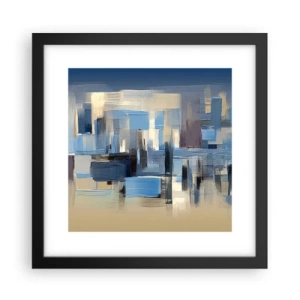 Plakat i sort ramme - Blå konstruktion - 30x30 cm