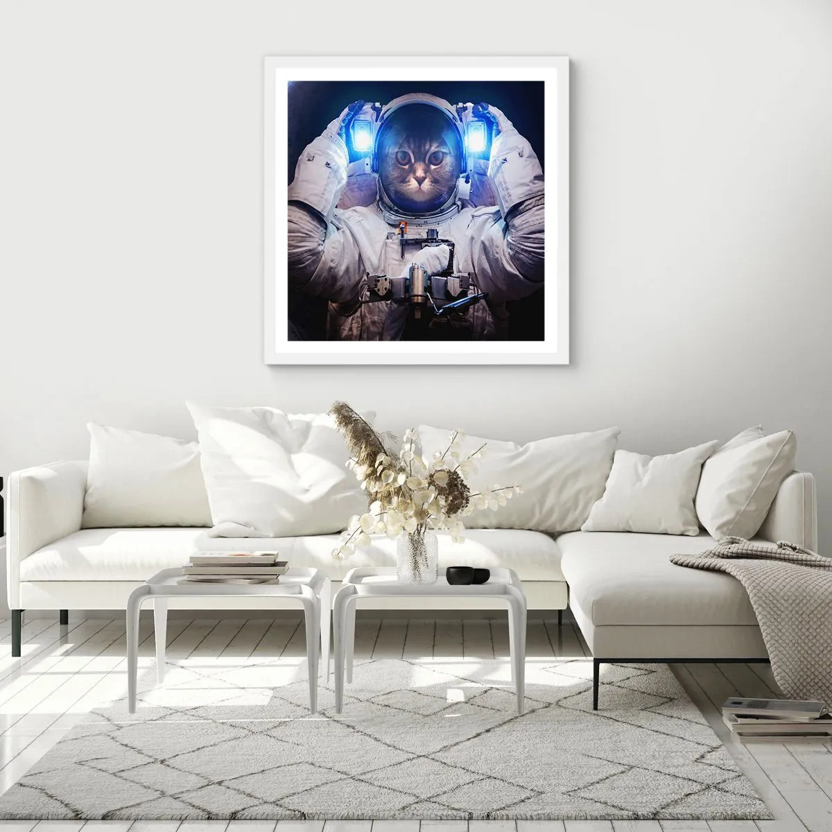 Plakat i hvid ramme - Houston, I har et problem - 40x40 cm