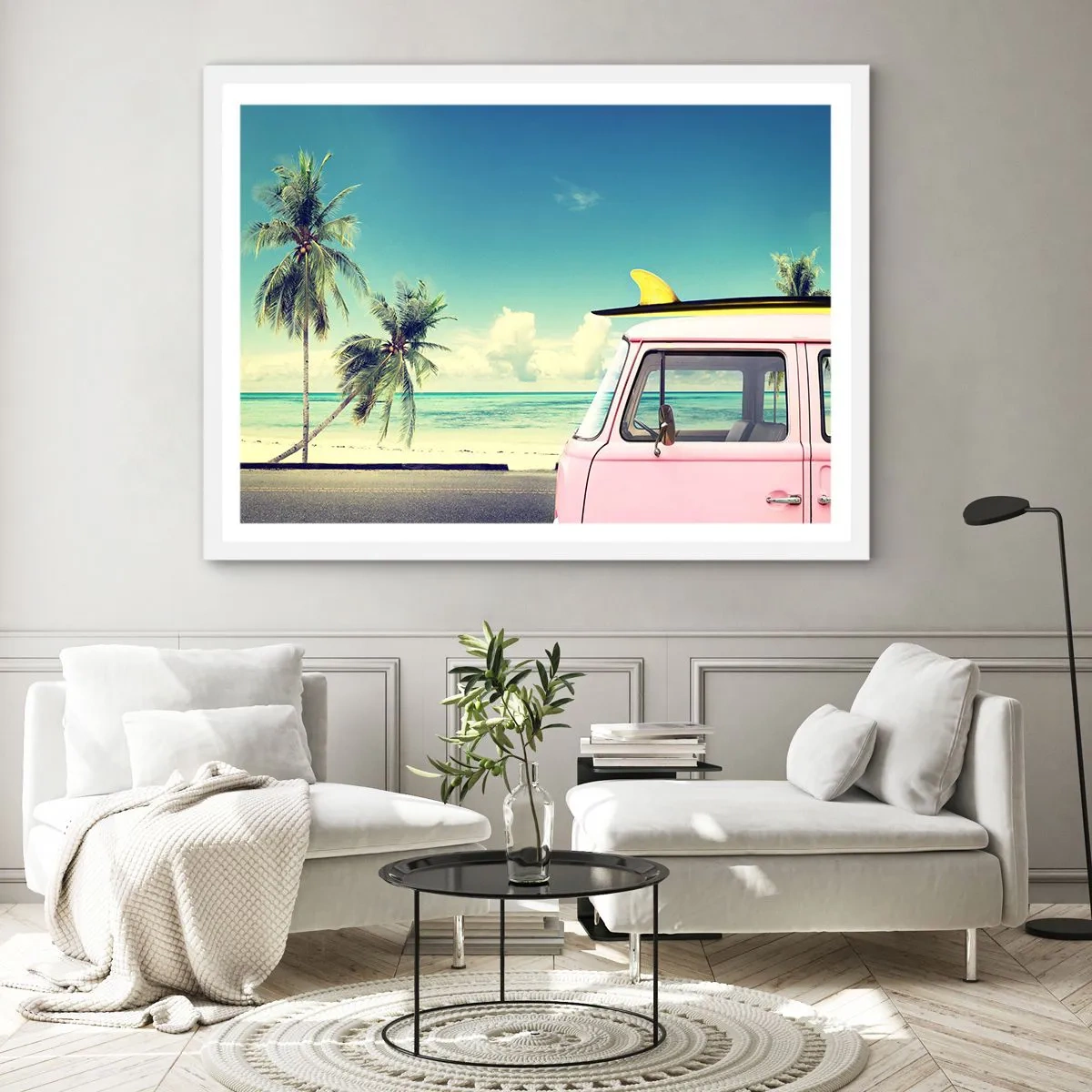 Plakat i hvid ramme - Ferietid til at starte - 100x70 cm