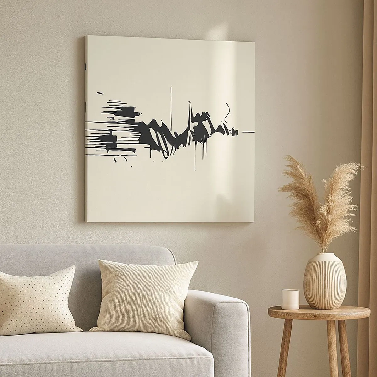 Lærredstryk - Billede på lærred - Skyndsom abstraktion - 30x30 cm