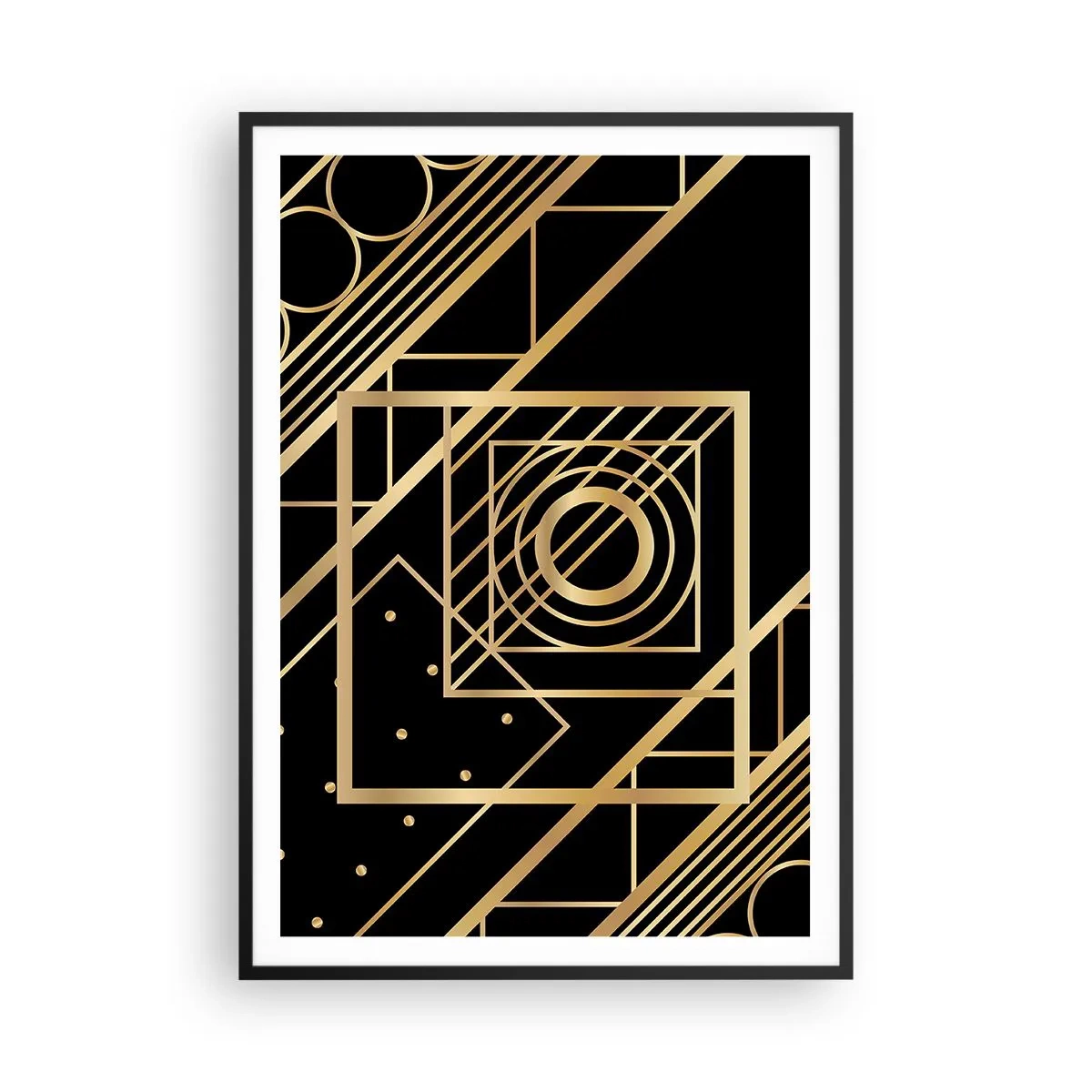 Plakat i sort ramme - Gylden geometri - 70x100 cm