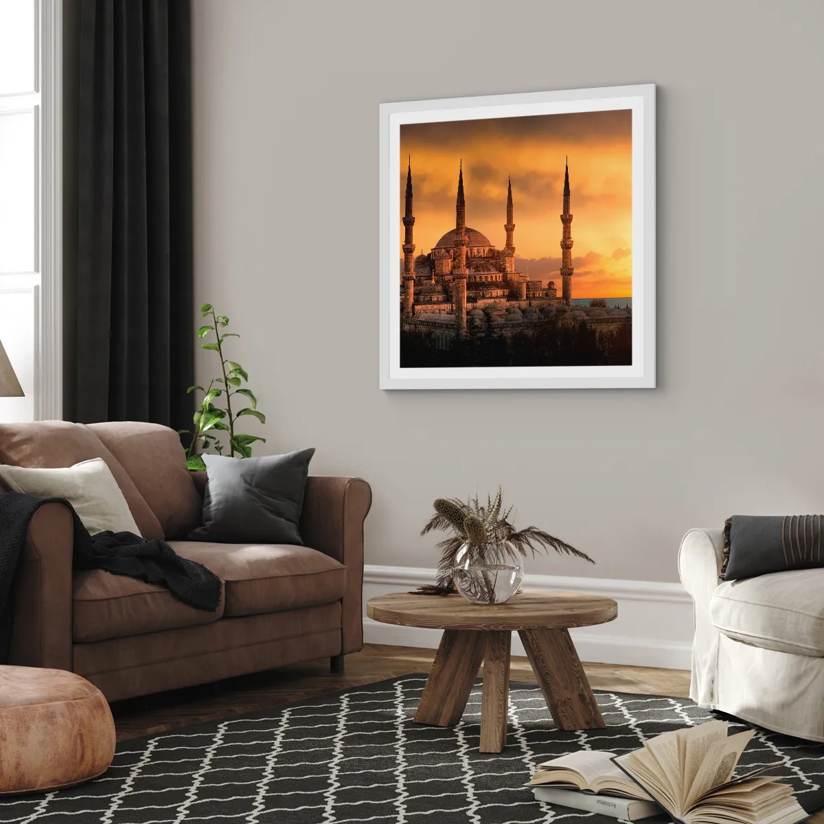 Plakat i hvid ramme - Gud er stor - 30x30 cm