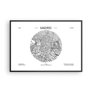 Plakat i sort ramme - Madrids anatomi - 100x70 cm