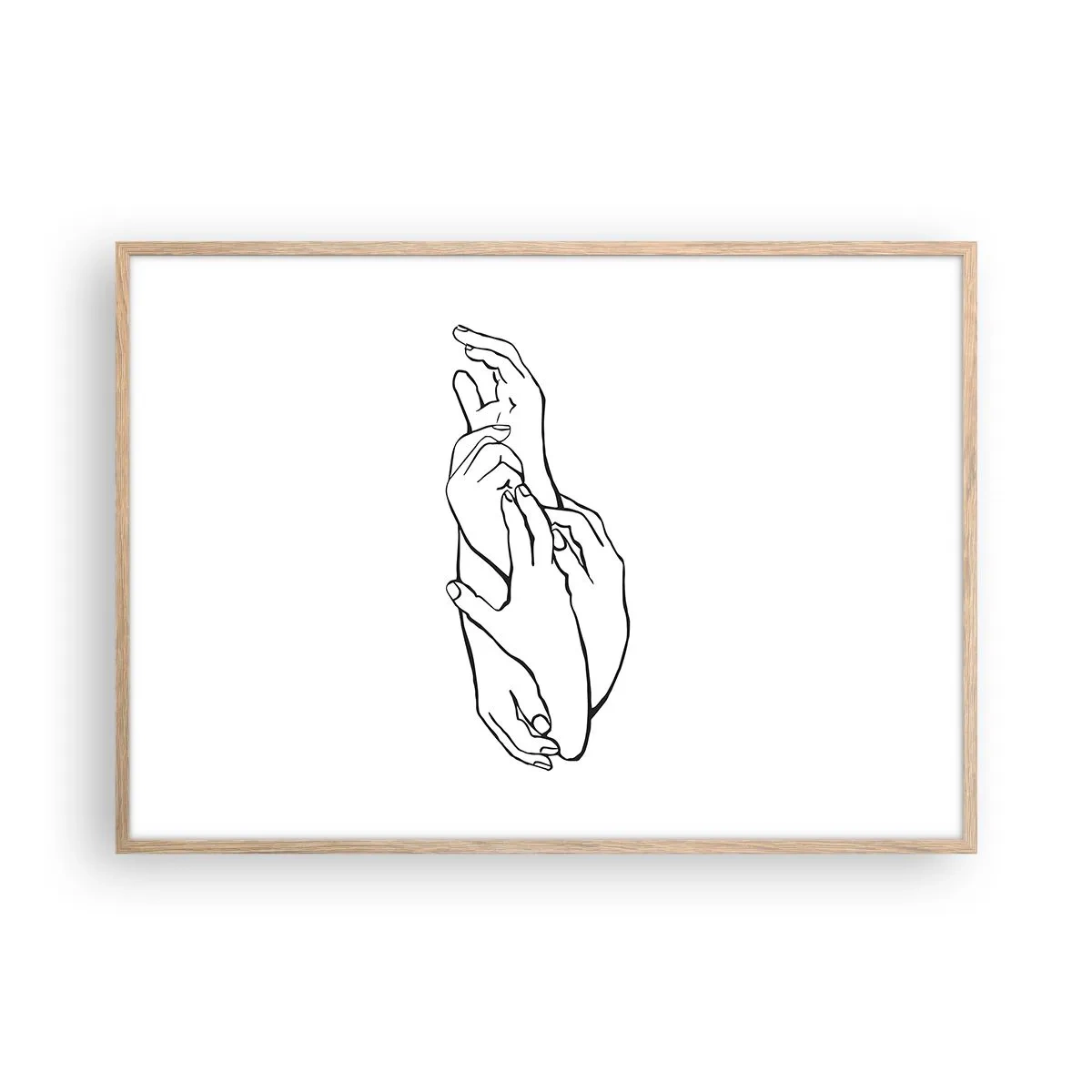 Plakat i ramme af lyst egetræ - God berøring - 100x70 cm