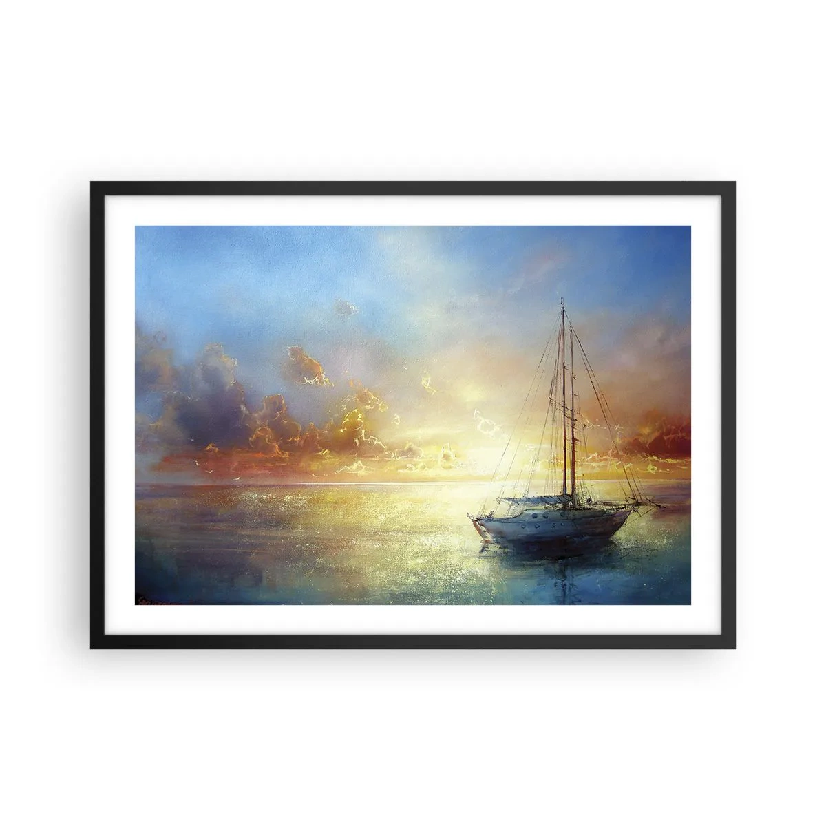 Plakat i sort ramme - I en gylden bugt - 70x50 cm