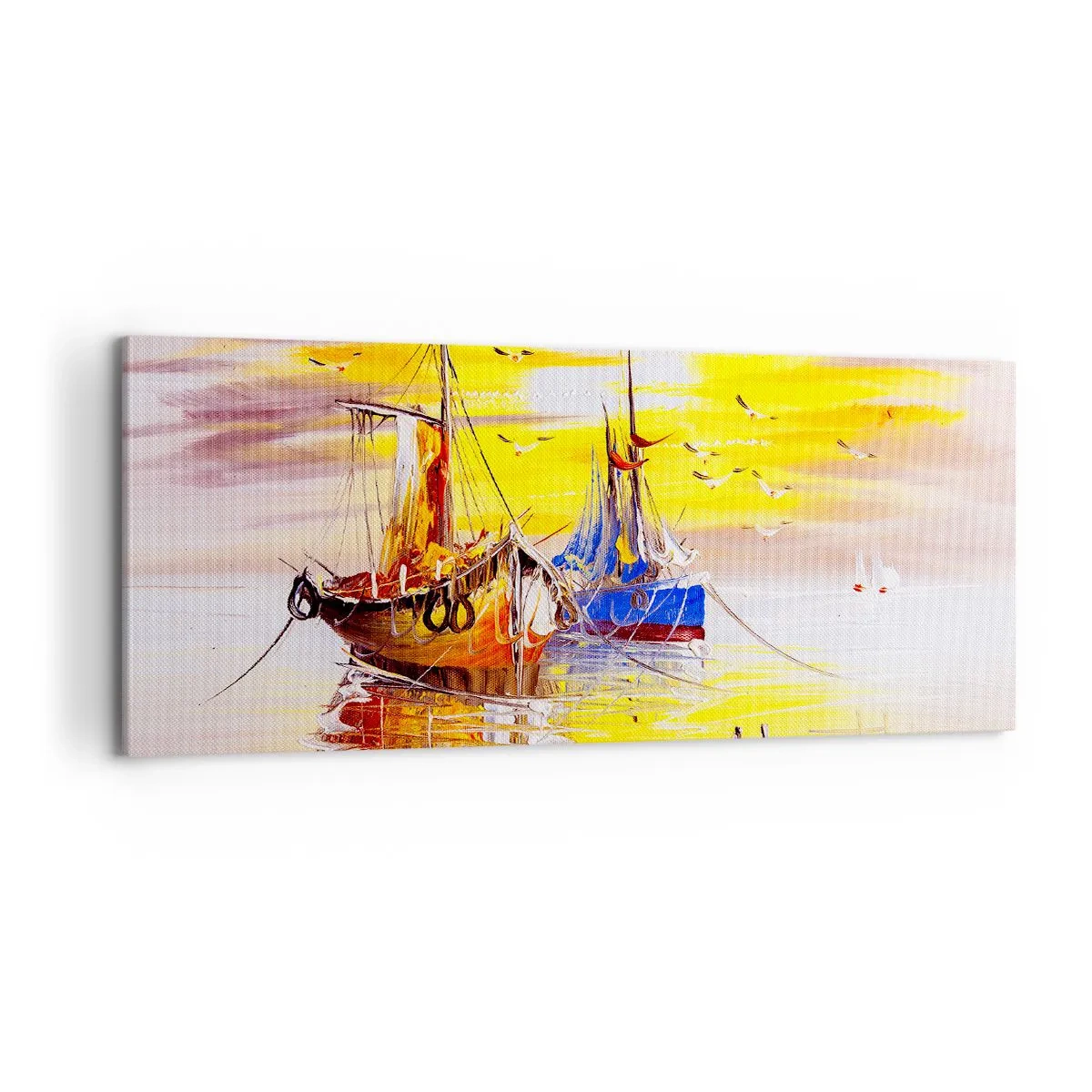 Lærredstryk - Billede på lærred - Et velfortjent hvil i havnen - 100x40 cm