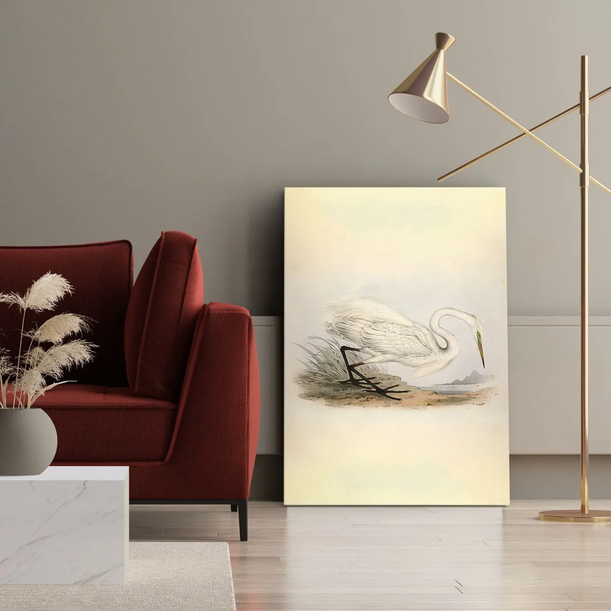 Lærredstryk - Billede på lærred - Dame på sivene - 50x70 cm