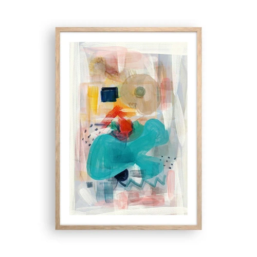 Plakat i ramme af lyst egetræ - Et farverigt spil - 50x70 cm