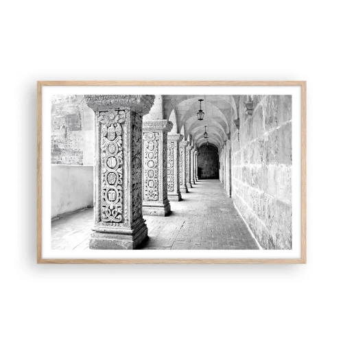 Plakat i ramme af lyst egetræ - Og hvor går det hen...? - 91x61 cm