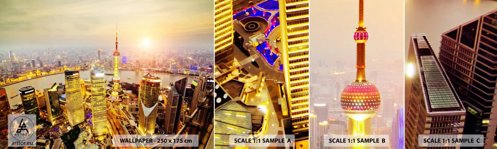 Fototapet Prøve Standard Eco - Den asiatiske drøm - By, Landskab, Arkitektur - 100x30 cm