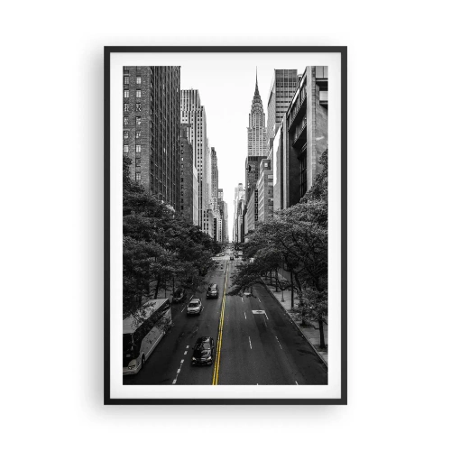 Plakat i sort ramme - New York morgen - 61x91 cm